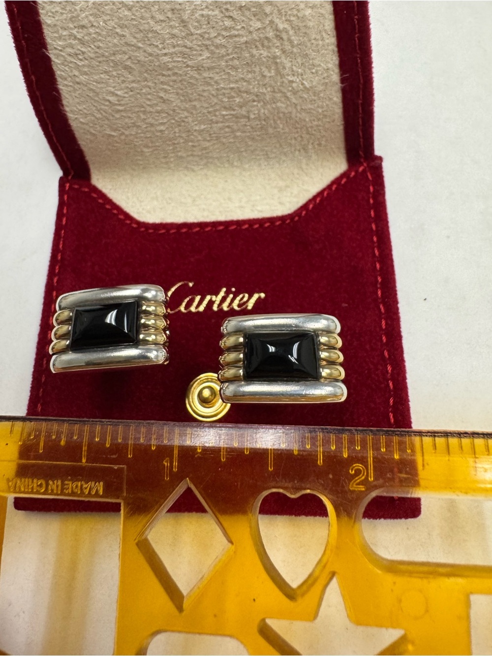 Cartier Black Onyx 18k Gold & Silver Cuff links - Picture 6 of 6
